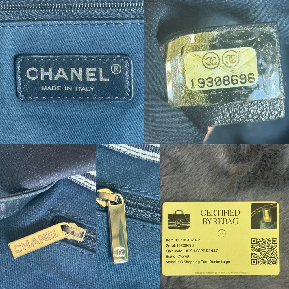 💙Chanel Blue Striped Large Denim Shopper Tote💙 - Picture 14 of 15